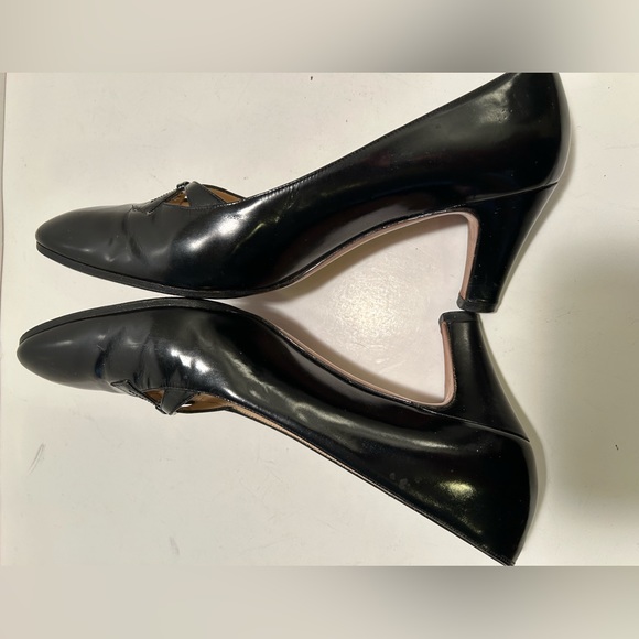 Salvatore Ferragamo Florence Black Leather Heels Made in Italy Size 7B - Picture 5 of 8